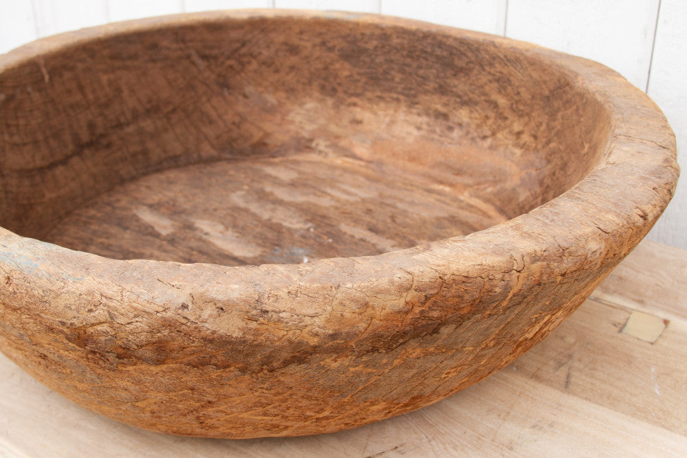 Large 19th Century Wood Dough Bowl