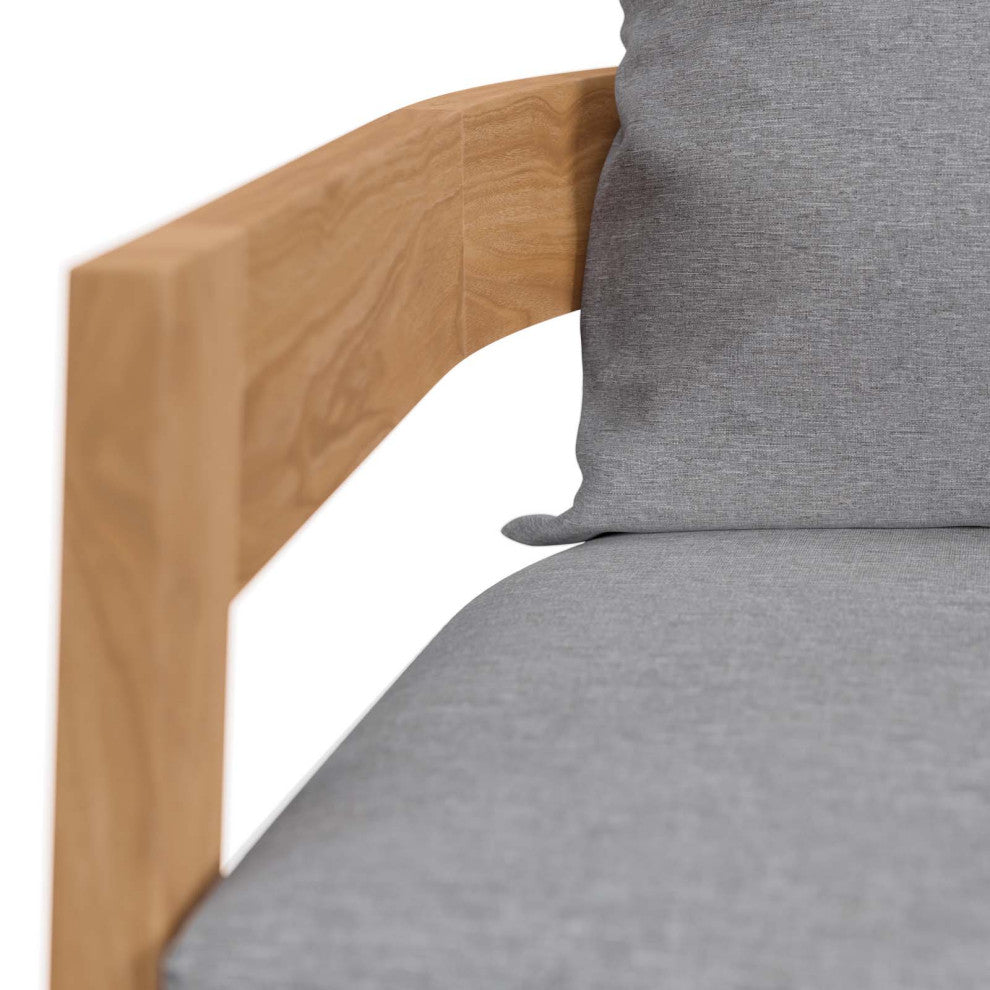 Brisbane Teak Wood Outdoor Patio Armchair, Natural Gray