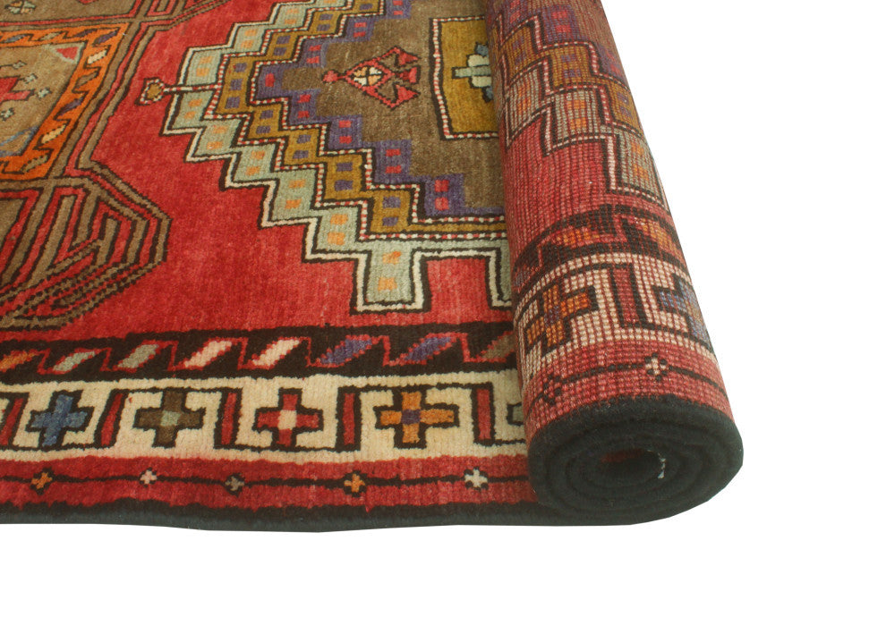 Fine Vintage Distressed Kedar Red/Ivory Runner, 3'7 x 13'2