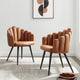 Dining Chair, Set of 2, Tan Black, Vegan Leather, Modern, Bistro Hospitality