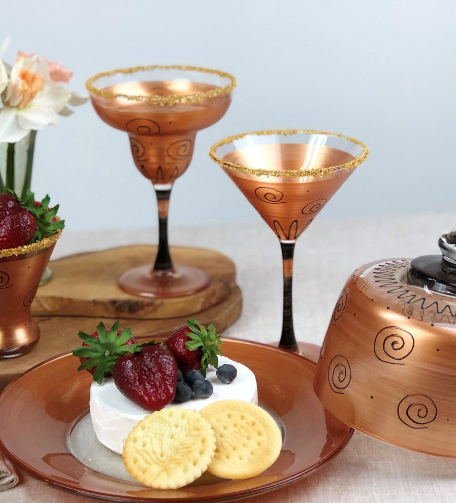 Gold Curl Martini Glasses, Set of 2