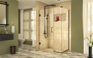 Unidoor Plus 41.5"Wx34.38" DFrameless Hinged Shower Enclosure, Oil Rubbed Bronze