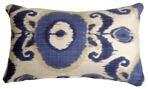 Pillow Decor - Bold Blue Ikat 12 x 20 Decorative Pillow