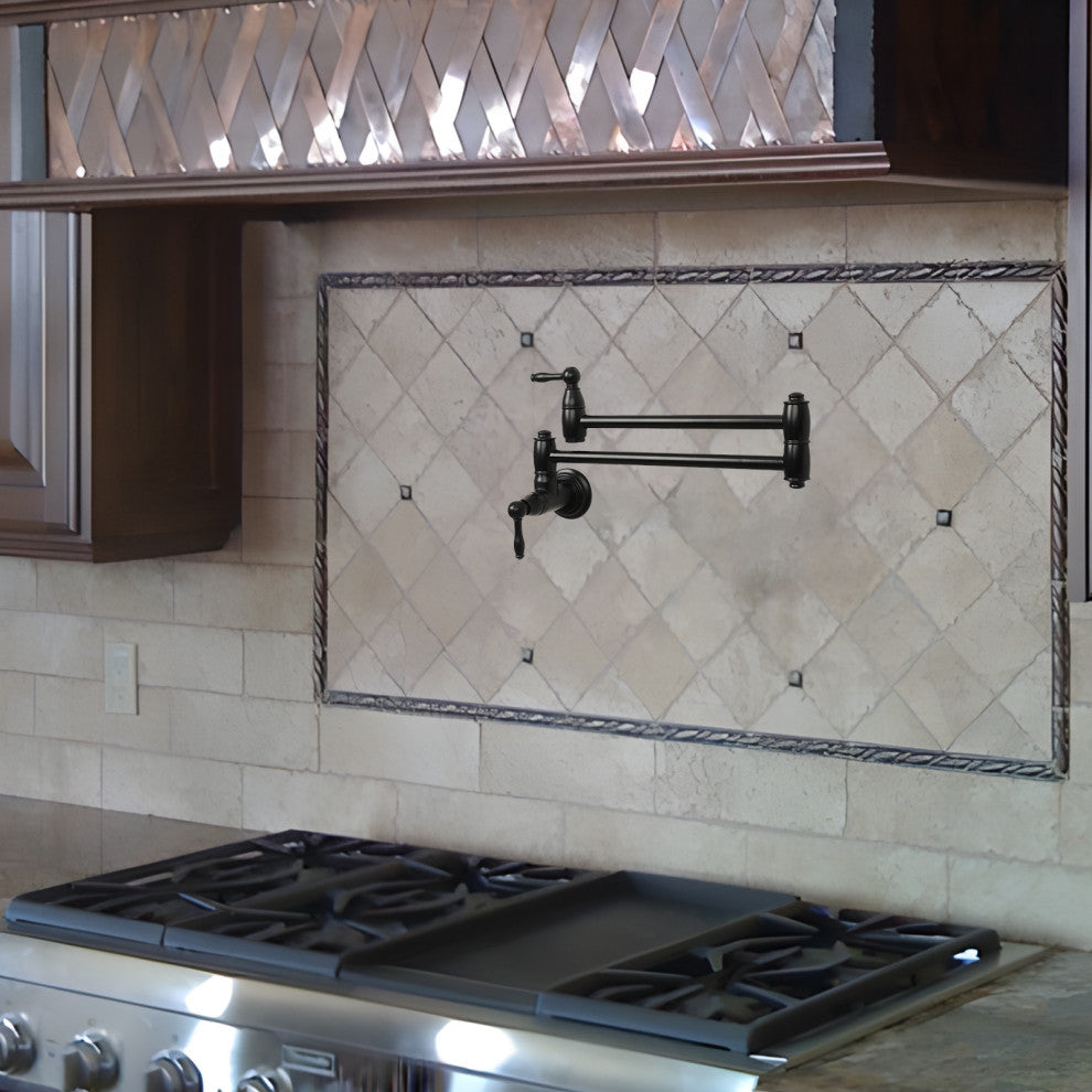 Copper Pot Filler Kitchen Faucet Wall-Mounted, Matte Black