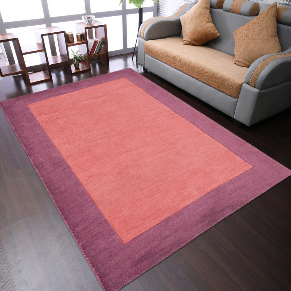 HAND TUFTED WOOL ECO-FRIENDLY AREA RUGS-Orange&Purple Color, Contemporary