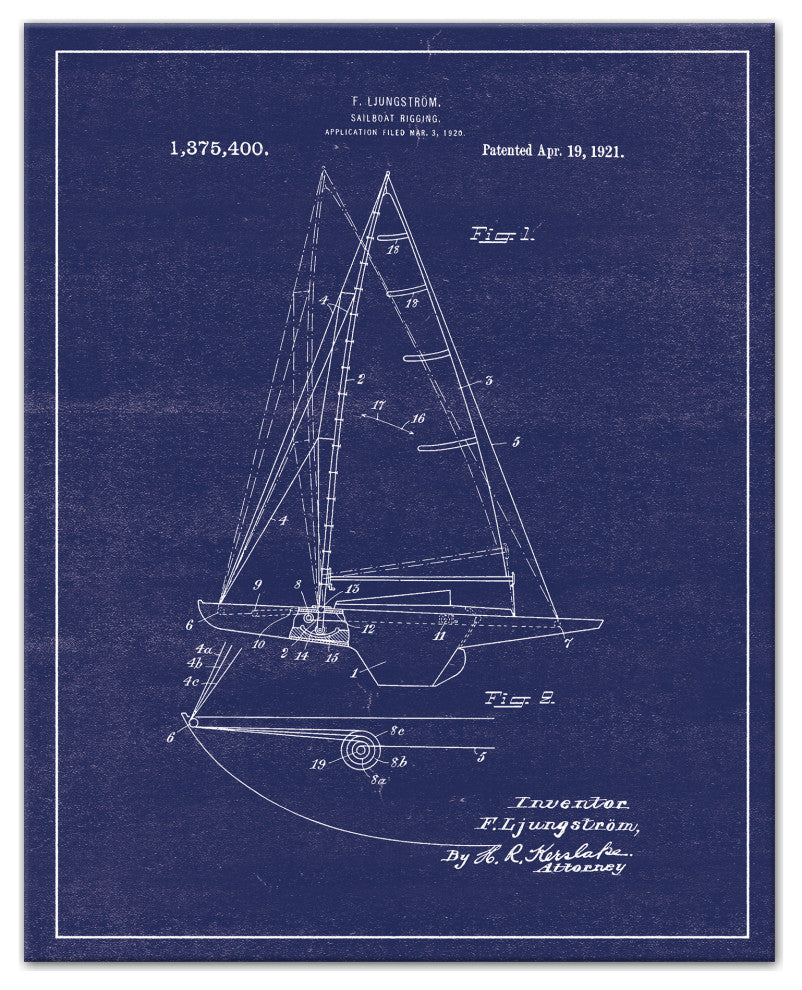 Vintage Boat Print 16x20 Canvas Wall Art