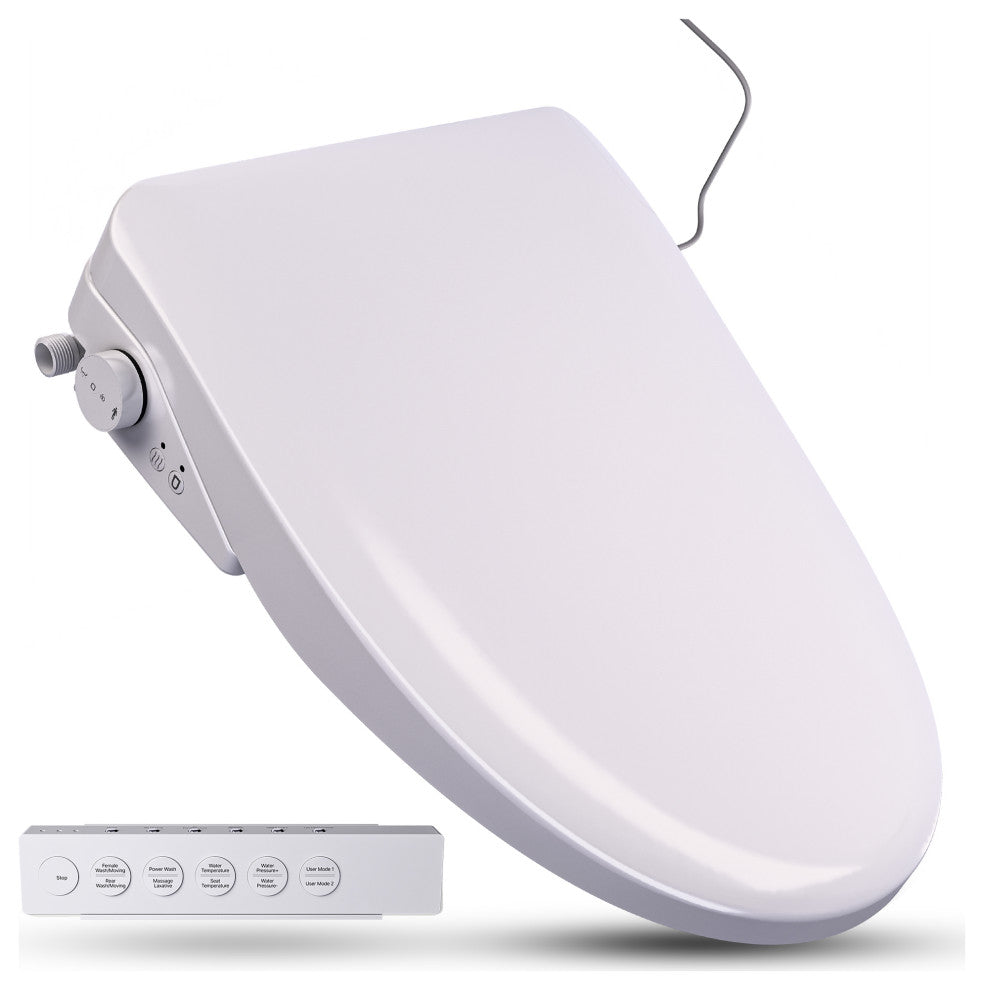 Electric Bidet Seat With Auto Lid, Heated, Self Cleaning, and Classic Remote