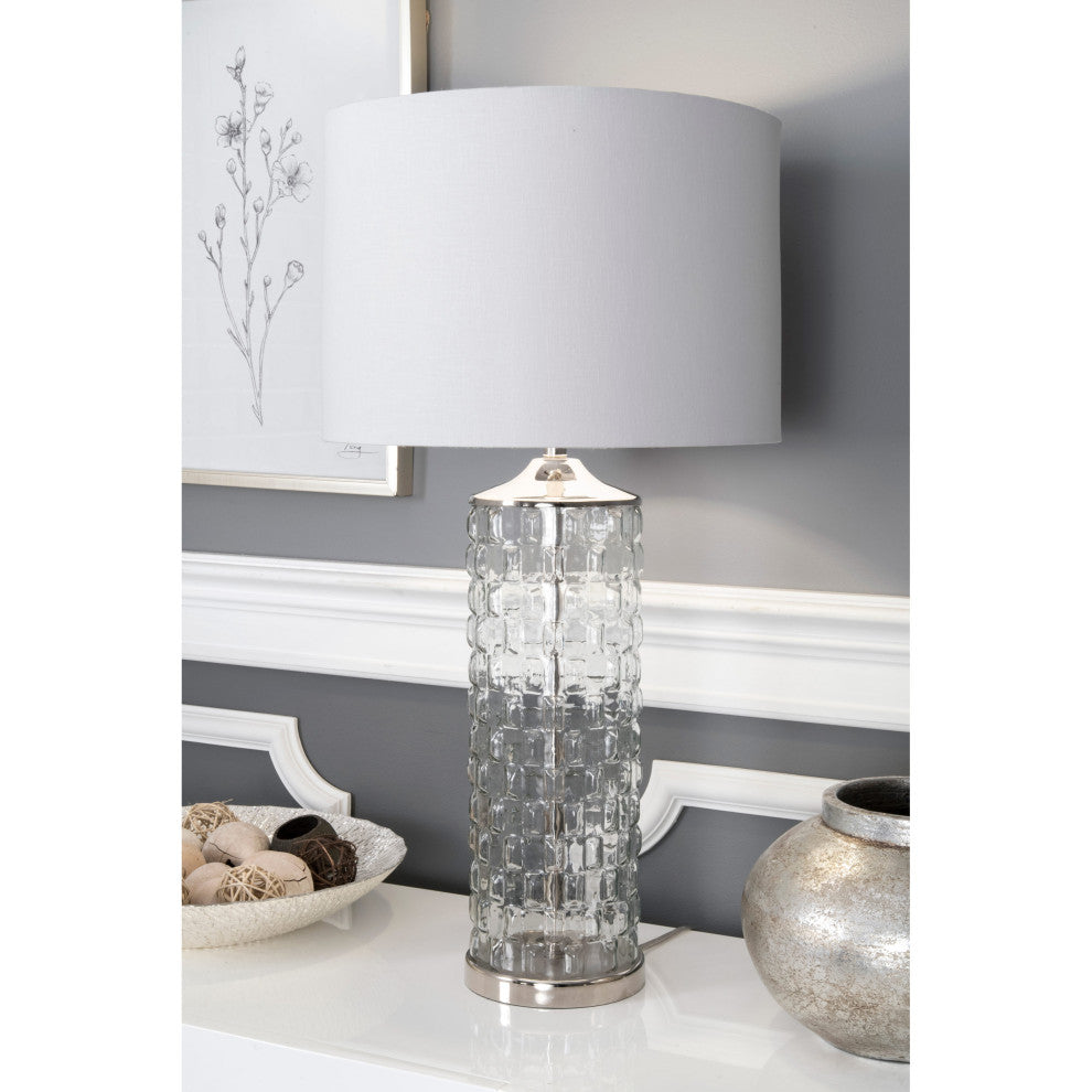 Nuloom Glass Cotton Shade Clear Finish 3-Way Switch Table Lamp, 15"