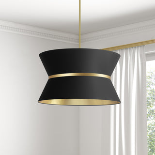 Black and Gold Transitional Pendant With Aged Brass Metal