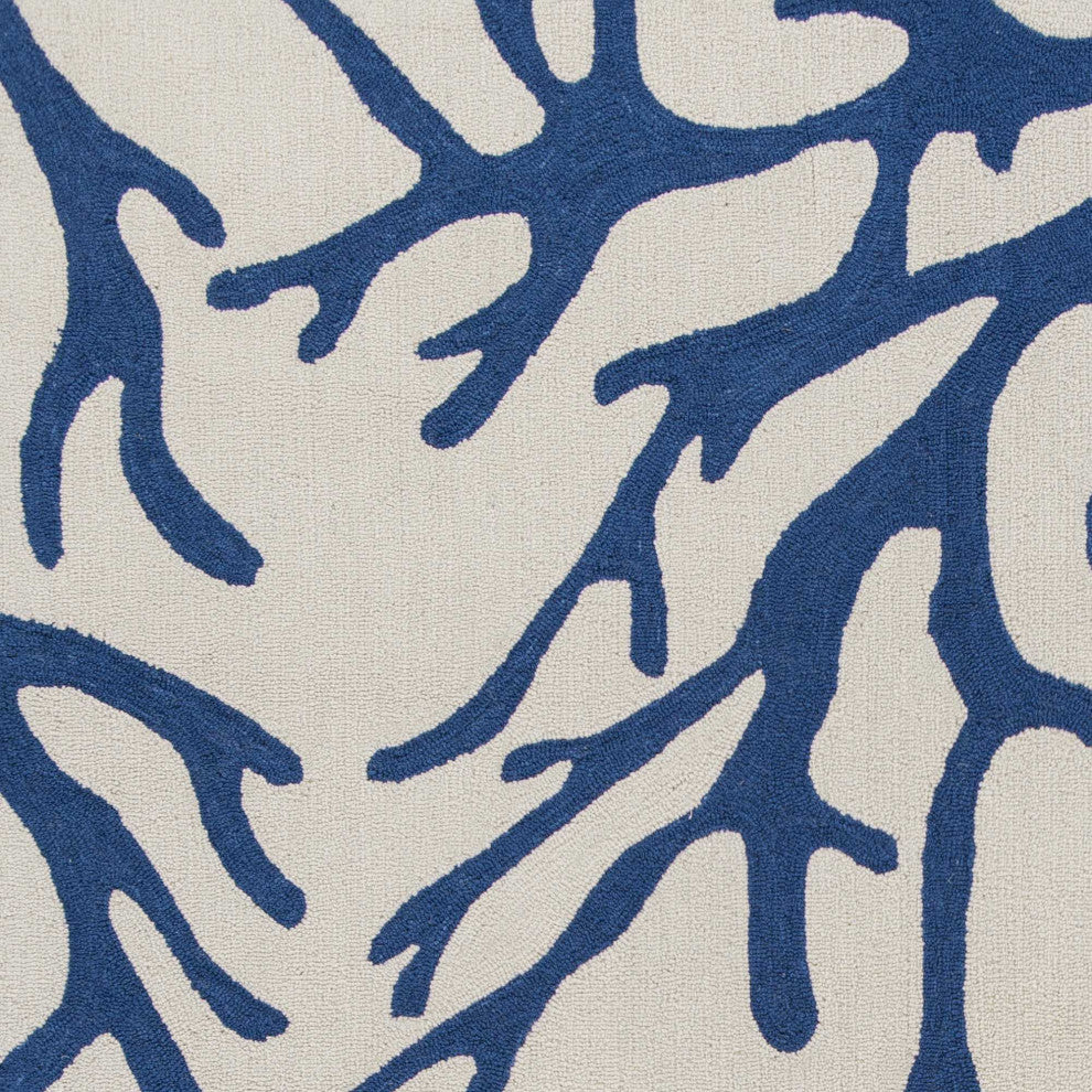 HomeRoots 5' x 7' Ivory or Blue Coral Indoor Area Rug