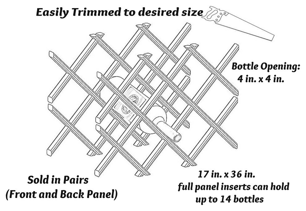 14-Bottle Trimmable Wine Rack Lattice Panel Inserts, Alder