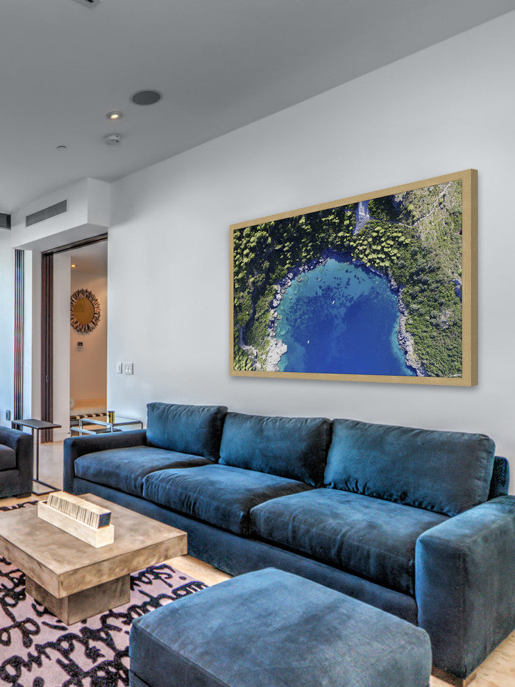 Marmont Hill, "Deep Blue Lagoon" by Alfredo Framed Painting Print, 36x24