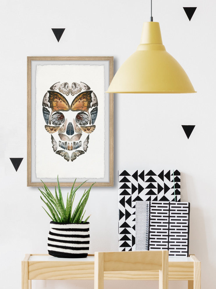 "Butterfly Skull" Framed Painting Print, 16x24