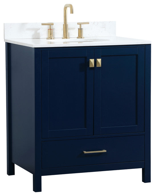 Iris Single Bathroom Vanity, Blue, 30", With Backsplash