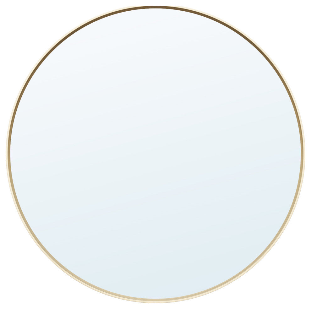 24" Round Anodized Aluminum Wall Vanity Mirror, Brushed Gold