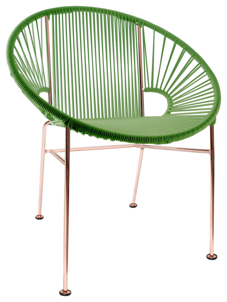 Concha Indoor/Outdoor Handmade Dining Chair, Cactus Weave, Copper Frame