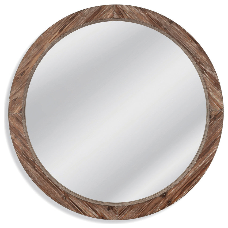 Natural Wood Circular 48x48 Mirror