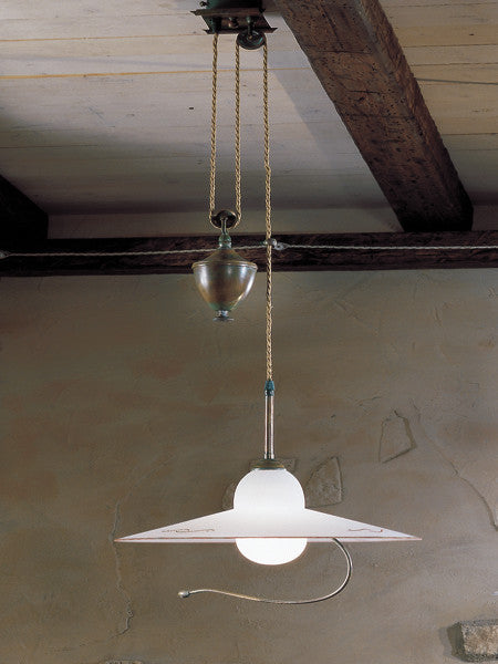 Country Line 1828 Pendant, Graphite And Silver, Satin White and Blue