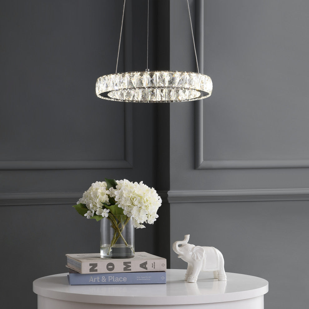 Reese 15.7" Adjustable Integrated LED Chandelier Pendant, Chrome