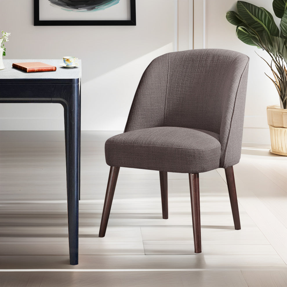 Madison Park Dining Chair Modern Bexley Rounded Back Padded Side Chair, Charcoal