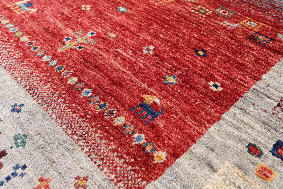 Handmade Tribal Persian Gabbeh Wool Rug 5' 8" X 7' 10" Q6418
