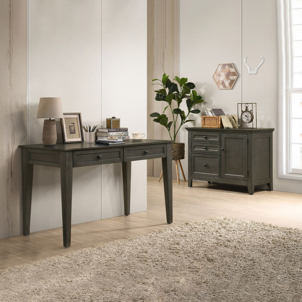 San Mateo 50" Wide Writing Desk With 2 Drawers, Gray