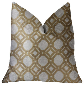 Medallion Eclipse Beige and Gray Luxury Throw Pillow, 20"x20"