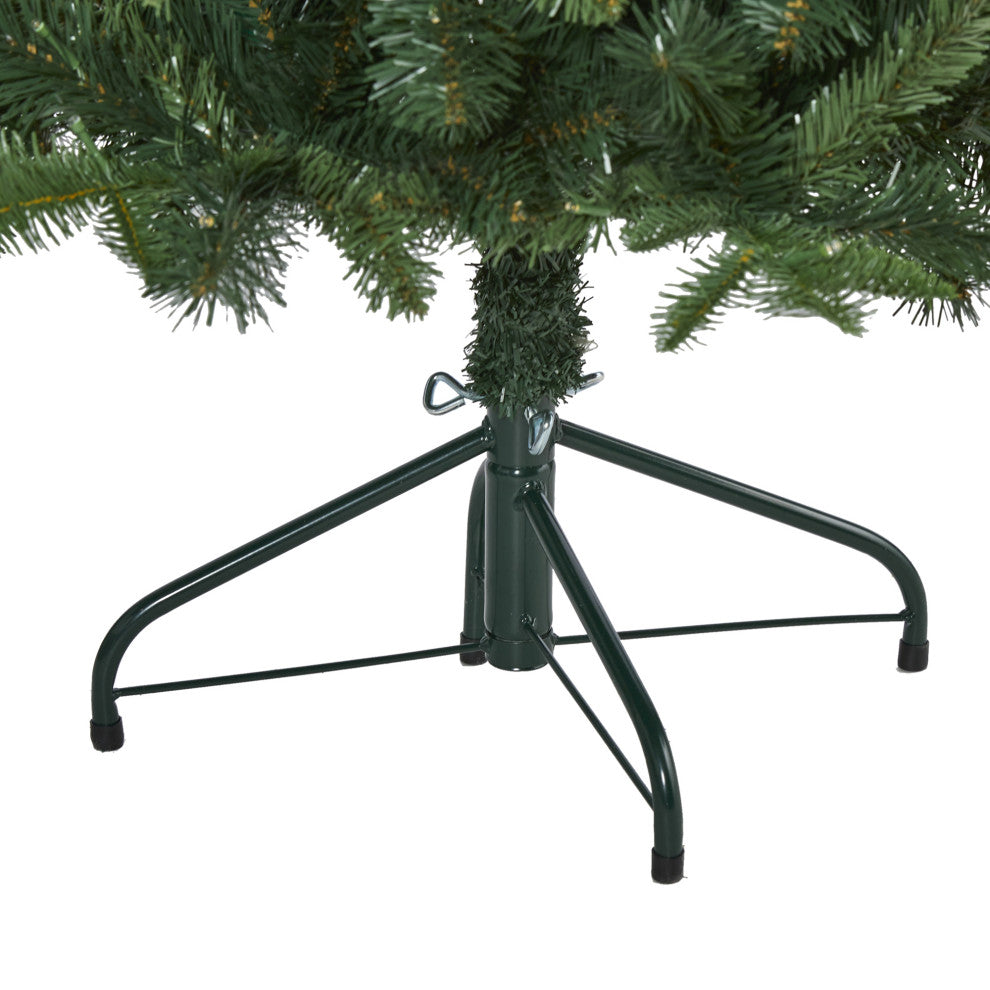 5' Grand Teton Spruce Flat Back Faux Xmas Tree W/ Lights & Bendable Branches