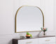 Metal Frame Arch Mirror 36X24 Inch, Brass