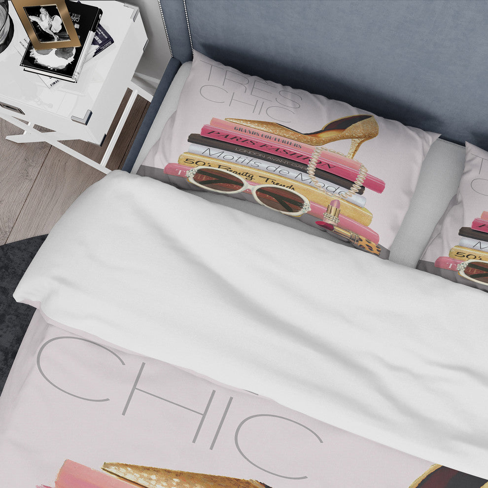Paris Style Ii Gold and Black Tres Chic Duvet Cover Set, Twin