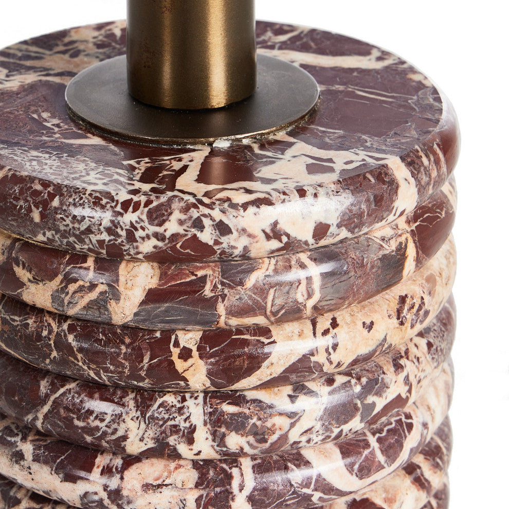 Reeves End Table, Garnet Marble-Dark Brass