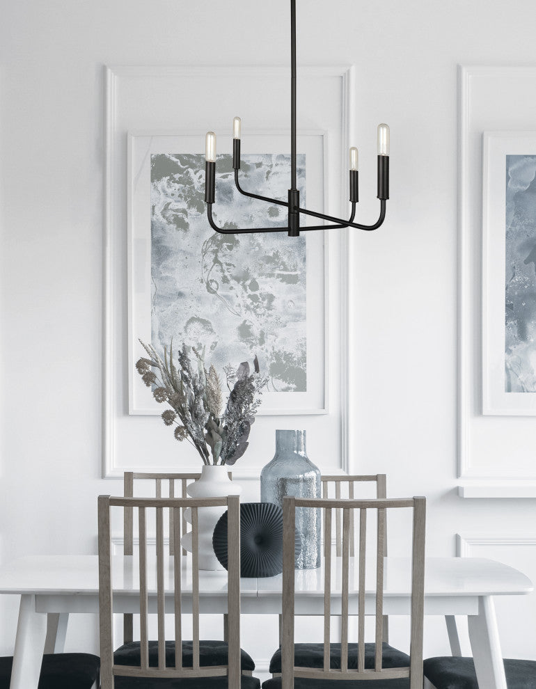 Catalina Chandelier, 4-Light, Matte Black