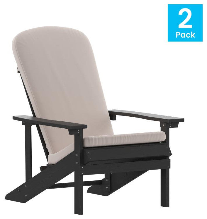 Charlestown Set of 2 Adirondack Chairs with Cushions, Slate Gray/Cream