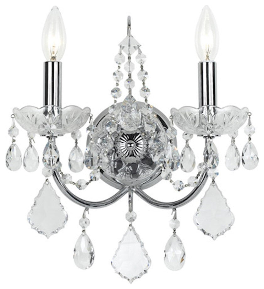 Crystorama 3222-CH-CL-I, 2-Light Wall Mount, Polished Chrome