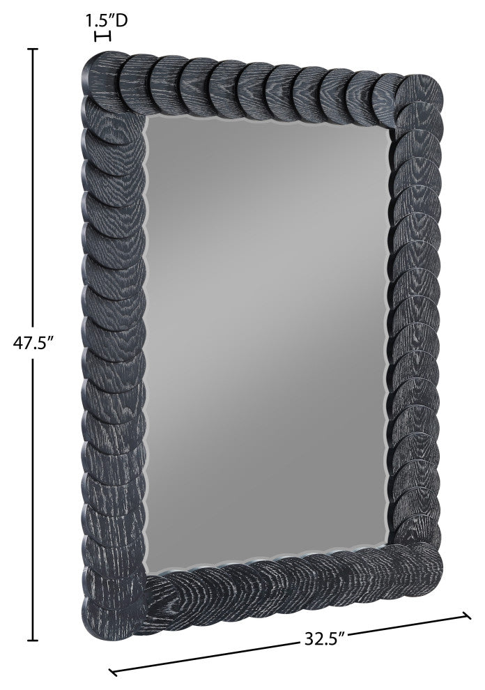 Revolve Oak Veneer Mirror, Black, Rectangular