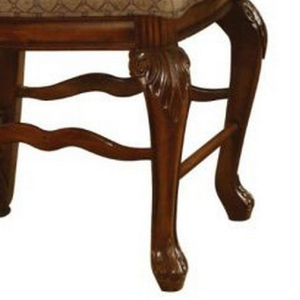 Benzara BM266511 S/2 Counter Height Chair, Fabric Seat and Crown Top, Brown
