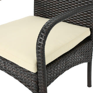 GDF Studio 7-Piece Zakynthos Wicker and Wood Dining Set