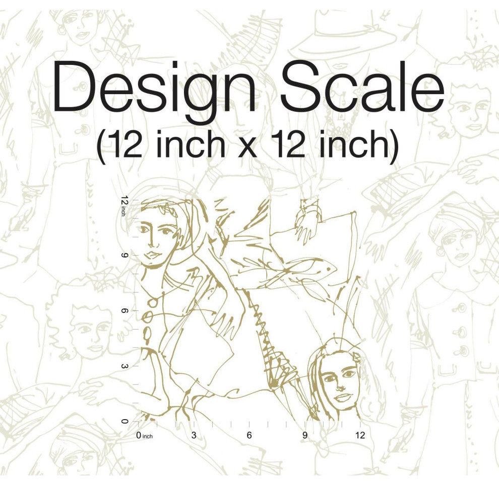 Gold & White Vogue Sketches Peel & Stick Wallpaper