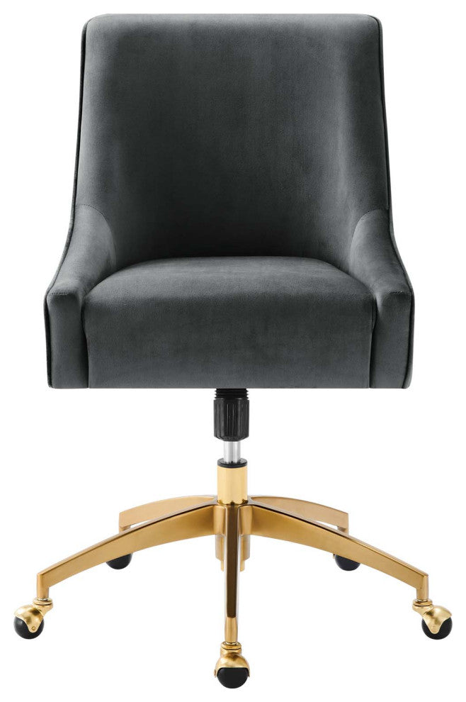 Computer Work Desk Chair, Gray, Velvet, Modern, Home Business Office