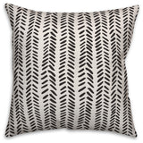 Black and White Modern Herringbone 18x18 Throw Pillow Cover