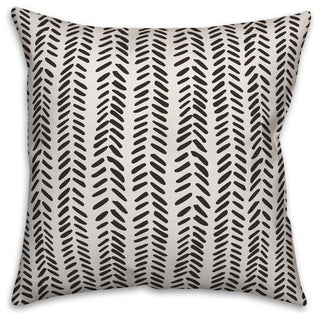 Black and White Modern Herringbone 18x18 Throw Pillow Cover