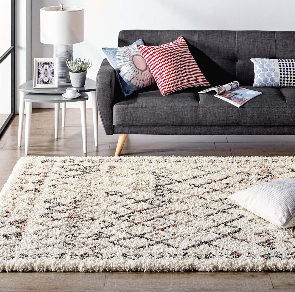 Skadi Rainbow Diamond 5x8 Shag Area Rug-Multicolor
