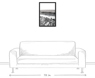 Black and White Ocean Waves 16x24 Black Floating Framed Canvas