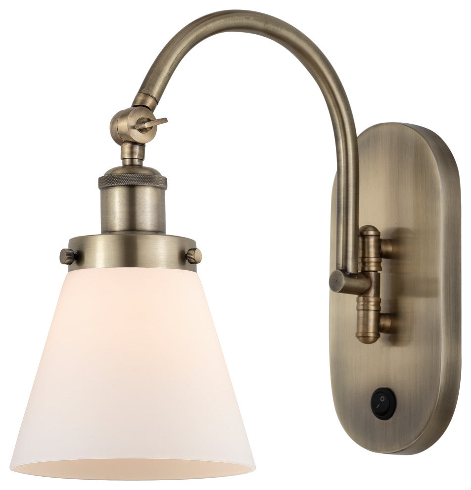 Cone Sconce, Antique Brass, Matte White, Matte White