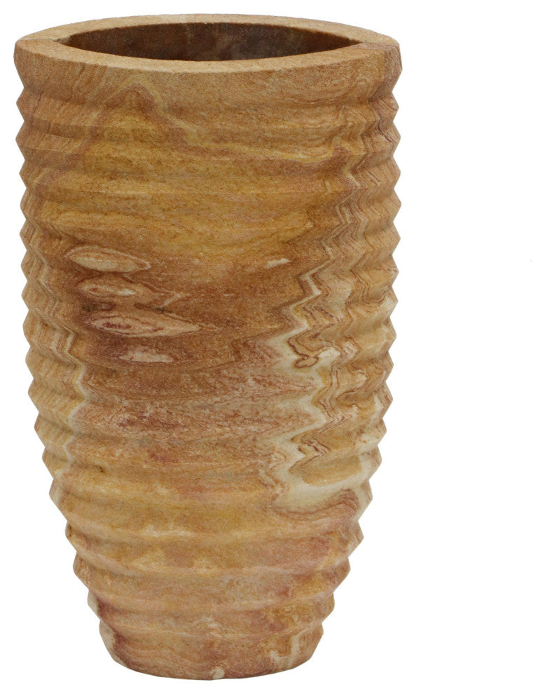 Saava Vase in Sandstone, Ribbed