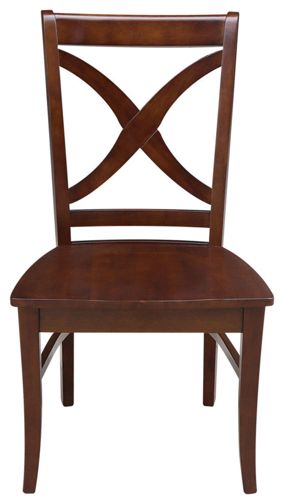 Set of Two Vineyard Curved X Back Chairs, Espresso