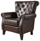 Solvang Contemporary Oversized Tufted Leather Club Chair, Hazelnut Brown