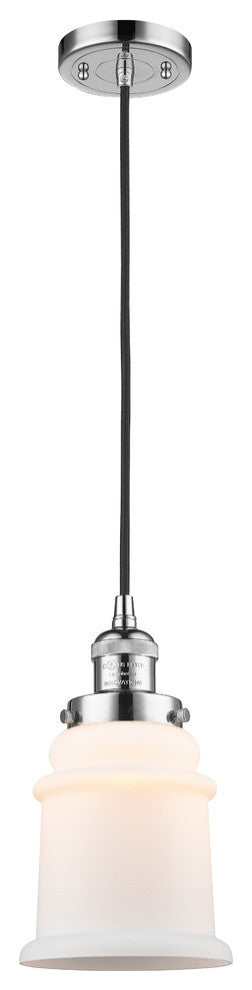 Canton 1-Light Mini Pendant, Polished Chrome, Matte White