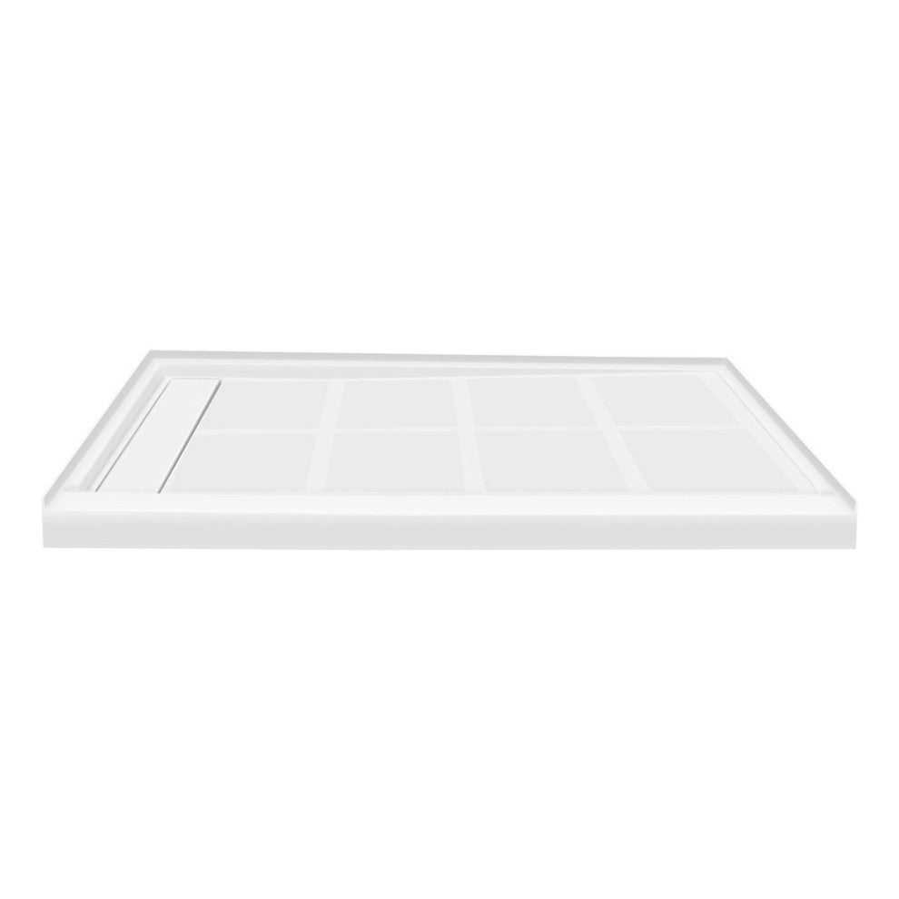 Transolid Linear 48"x36" Rectangular Alcove Shower Base with Left Hand Drain, White, Left Hand