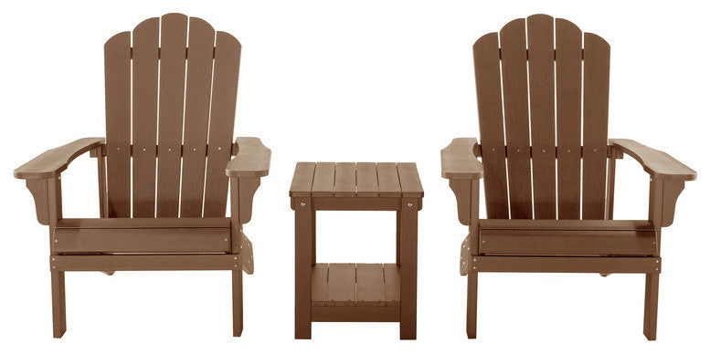 Orlando 3 Piece Plastic Wood Adirondack Bistro Set, Brown